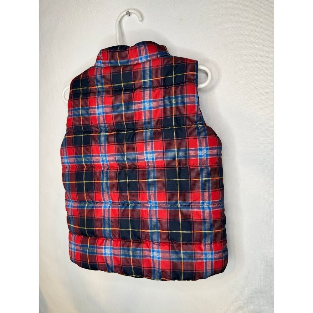 Tommy Hilfiger Red Navy Plaid Puffer Vest with H Patch - Picture 5 of 5